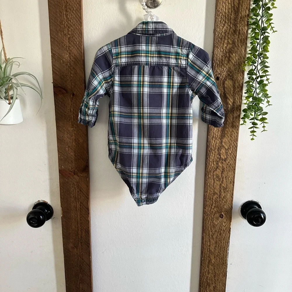 OshKosh B’Gosh Rustic Plaid Long-Sleeve Baby Boy Long Sleeve Bodysuit Shirt 12M